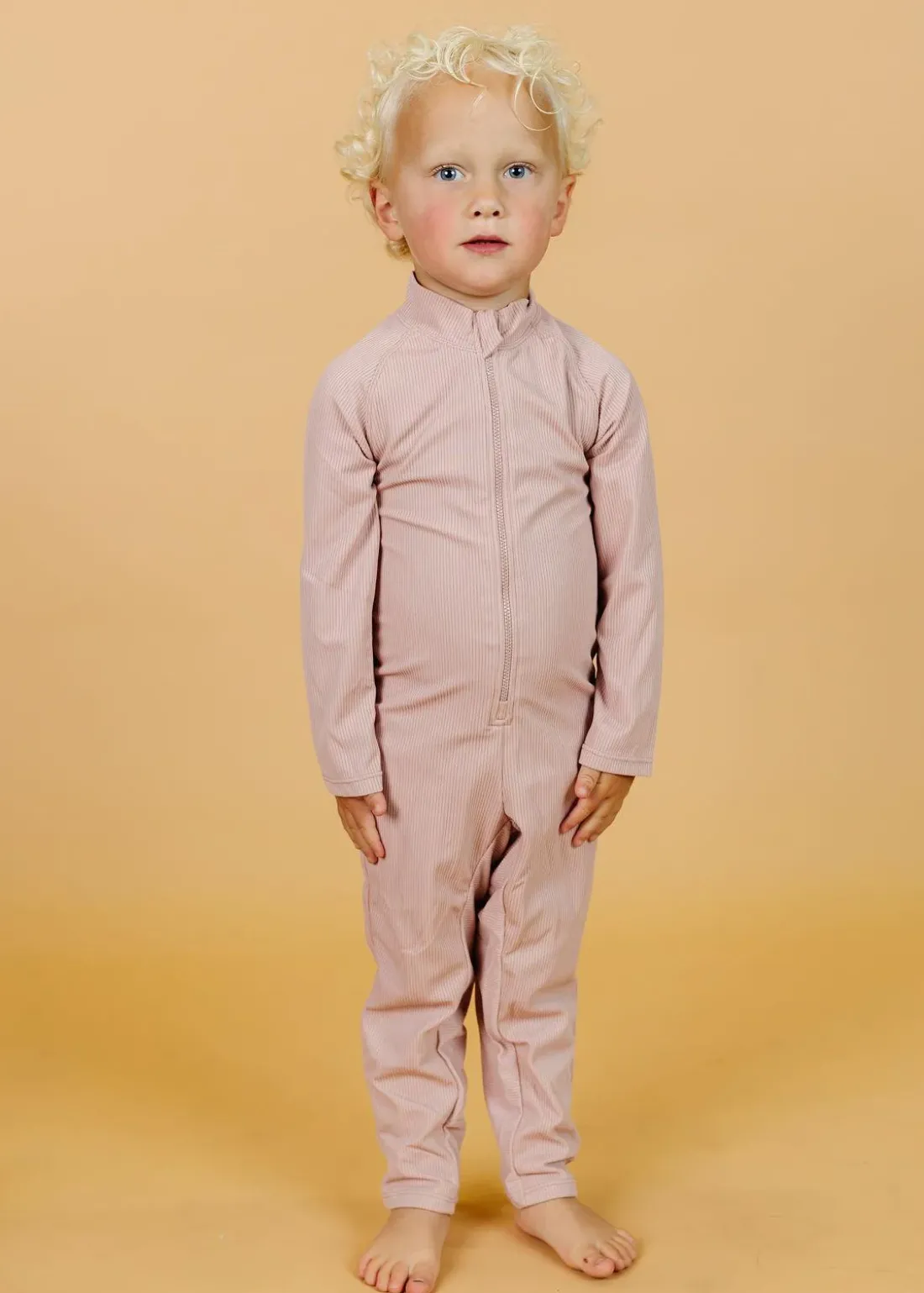 Kortni Jeane Ribbed Light Mauve | Mini Rashguard One-Piece (Unisex) RibbedLightMauve Fashion