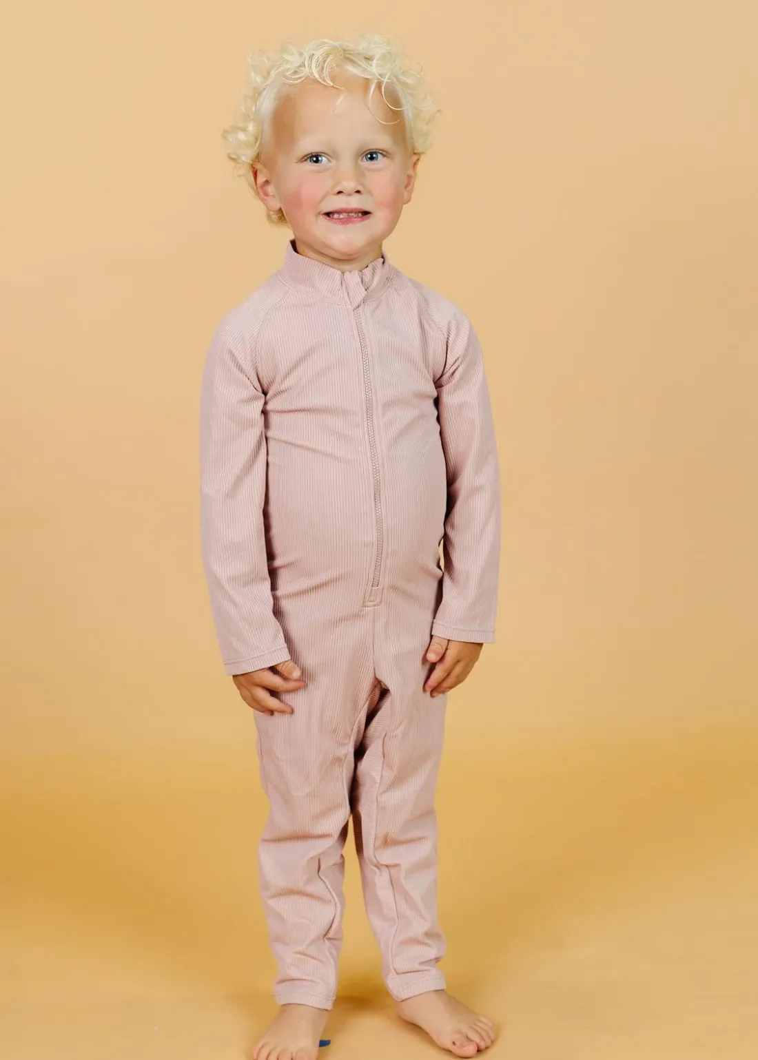 Kortni Jeane Ribbed Light Mauve | Mini Rashguard One-Piece (Unisex) RibbedLightMauve Fashion