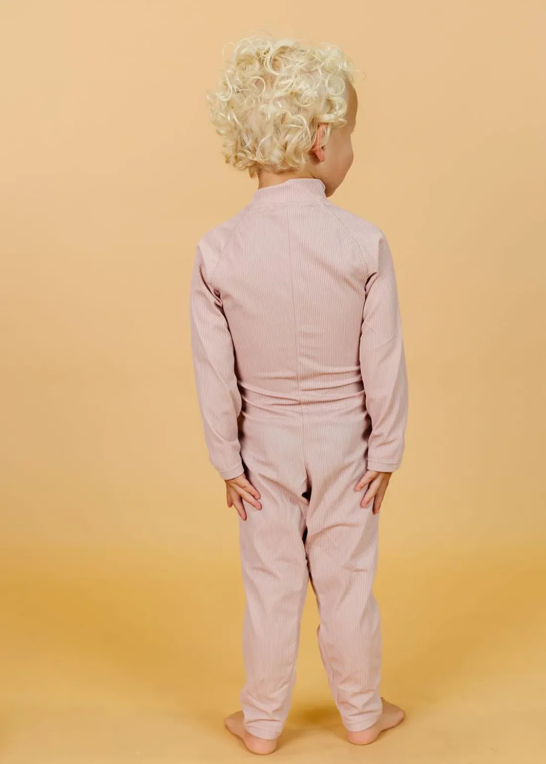 Kortni Jeane Ribbed Light Mauve | Mini Rashguard One-Piece (Unisex) RibbedLightMauve Fashion