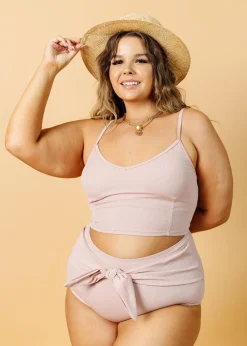 Kortni Jeane Ribbed Light Mauve | Tie-Up-Front Bottoms RibbedLightMauve Hot