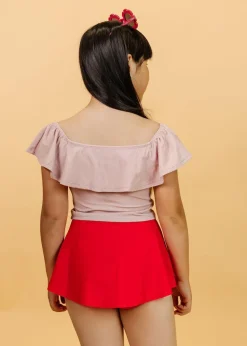 Kortni Jeane Ribbed Light Mauve | Youth Ruffled Around Top RibbedLightMauve Online