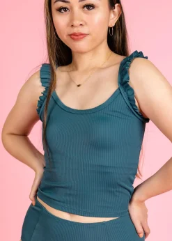 Kortni Jeane Ribbed Midnight Teal | Flutter Top RibbedMidnightTeal Best