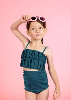 Kortni Jeane Ribbed Midnight Teal | Mini Down in Front Ruffle Bottoms RibbedMidnightTeal Discount