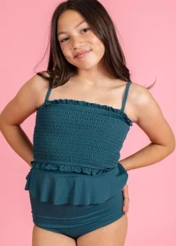 Kortni Jeane Ribbed Midnight Teal | Mini Peplum Bottoms RibbedMidnightTeal Online