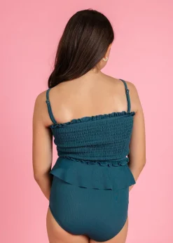 Kortni Jeane Ribbed Midnight Teal | Mini Peplum Bottoms RibbedMidnightTeal Online