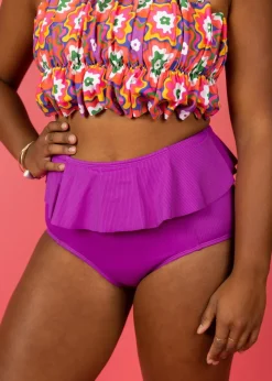 Kortni Jeane Ribbed Purple | Peplum Bottoms RibbedPurple Sale