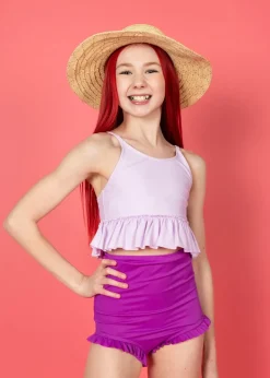 Kortni Jeane Ribbed Purple | Youth All Ruffled Up Bottoms RibbedPurple Fashion