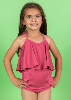 Kortni Jeane Ribbed Roseate | Mini Down in Front Ruffle Bottoms RibbedRoseate Sale