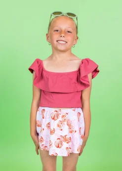 Kortni Jeane Ribbed Roseate | Mini Ruffled Around Top RibbedRoseate Hot