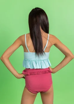 Kortni Jeane Ribbed Roseate | Youth Mid-Ruffle Bottoms RibbedRoseate Clearance