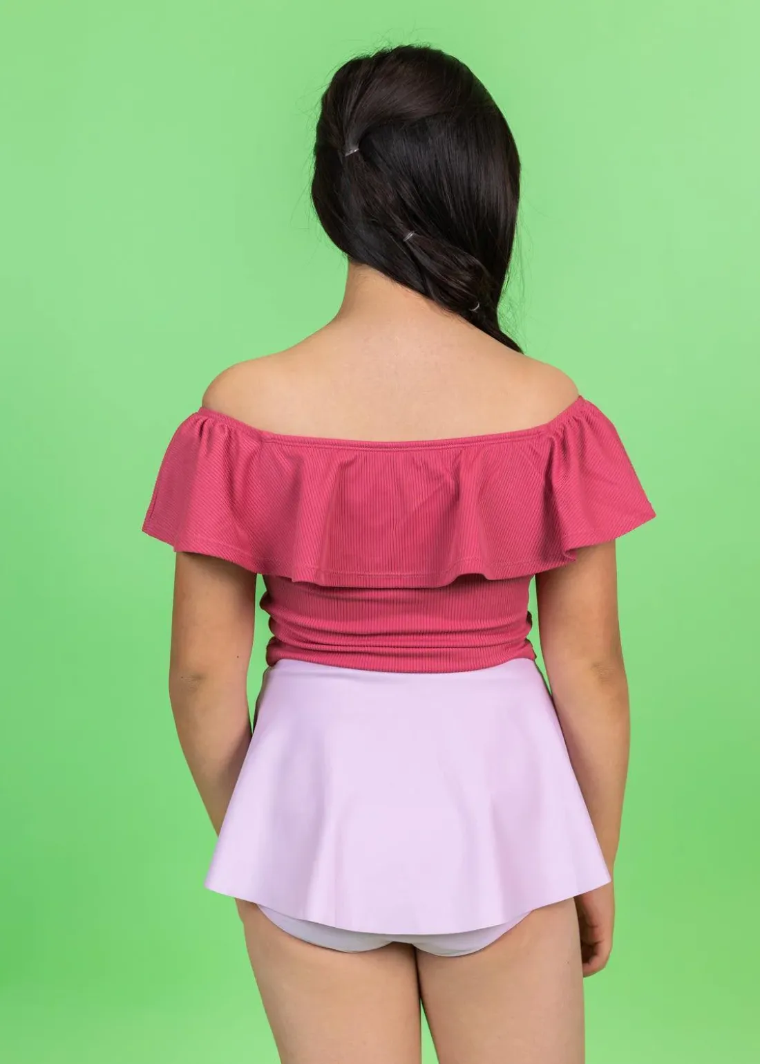 Kortni Jeane Ribbed Roseate | Youth Ruffled Around Top RibbedRoseate Outlet