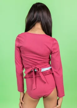 Kortni Jeane Ribbed Roseate | Youth Wrap Top Rashguard RibbedRoseate New