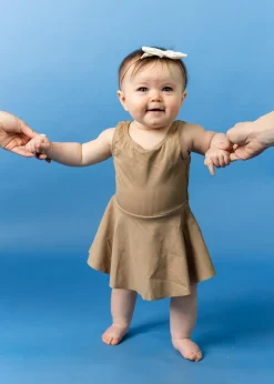 Kortni Jeane Ribbed Sand Brown | Baby Skirted One-Piece RibbedSandBrown Best