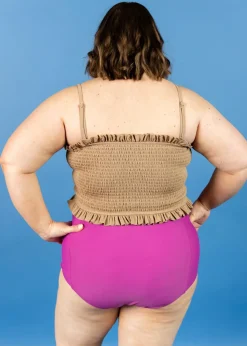 Kortni Jeane Ribbed Sand Brown | Bandeau Top RibbedSandBrown Hot