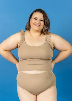 Kortni Jeane Ribbed Sand Brown | High-Waisted Bottoms RibbedSandBrown Outlet