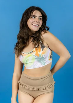 Kortni Jeane Ribbed Sand Brown | Mid-Ruffle Bottoms RibbedSandBrown Clearance