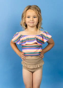 Kortni Jeane Ribbed Sand Brown | Mini Mid-Ruffle Bottoms RibbedSandBrown Best