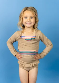 Kortni Jeane Ribbed Sand Brown | Mini Wrap Top Rashguard RibbedSandBrown Online