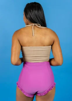 Kortni Jeane Ribbed Sand Brown | Tied-Up Top RibbedSandBrown Online