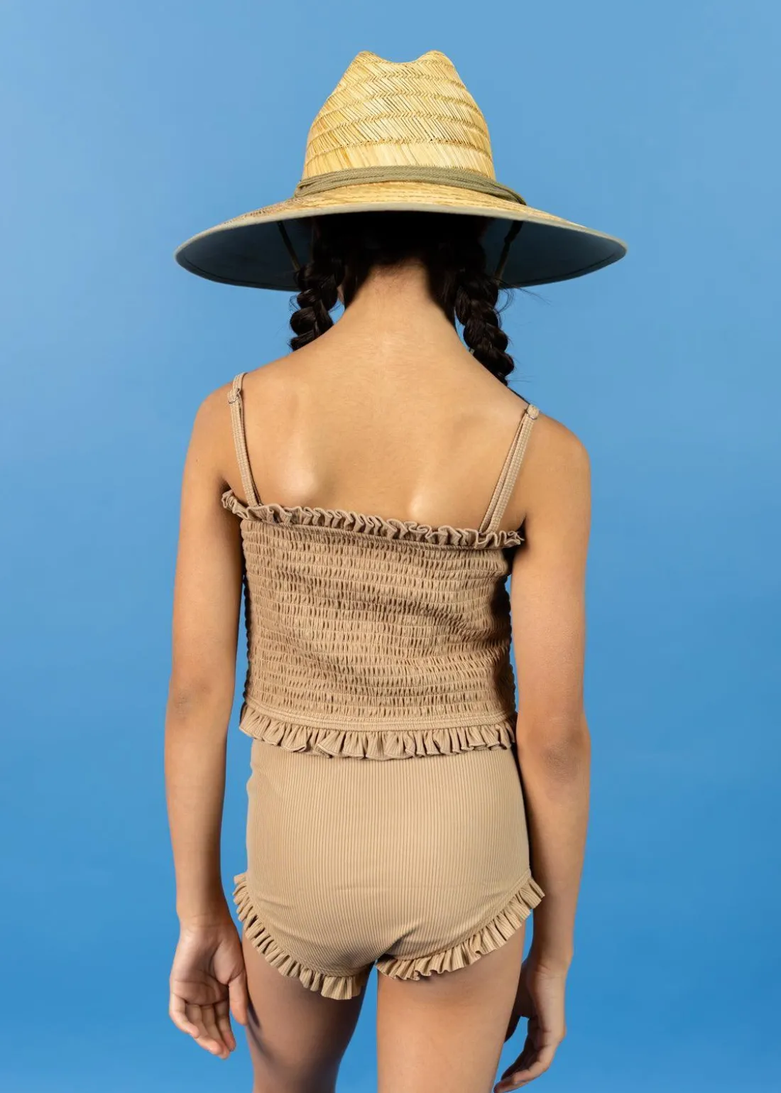 Kortni Jeane Ribbed Sand Brown | Youth Bandeau Top RibbedSandBrown Hot