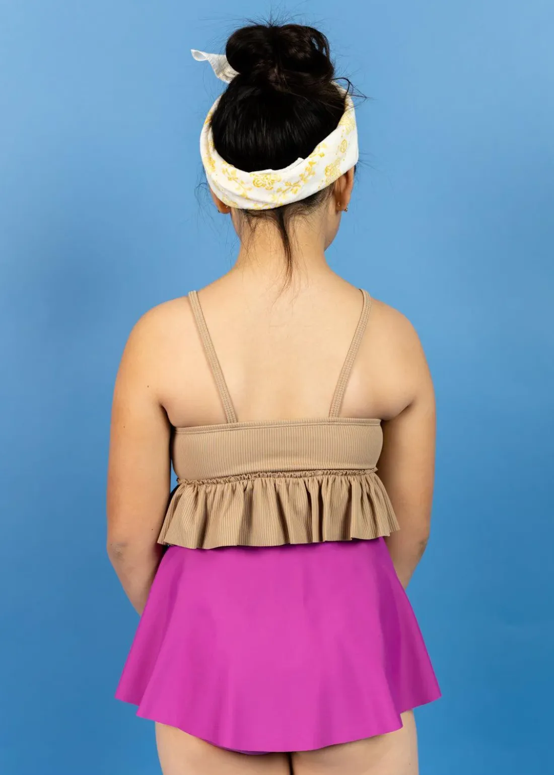 Kortni Jeane Ribbed Sand Brown | Youth Peplum Top RibbedSandBrown Online