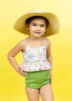 Kortni Jeane Ribbed Spring Green | Mini Down in Front Ruffle Bottoms RibbedSpringGreen Online