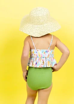 Kortni Jeane Ribbed Spring Green | Mini Down in Front Ruffle Bottoms RibbedSpringGreen Online