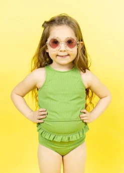 Kortni Jeane Ribbed Spring Green | Mini Mid-Ruffle Bottoms RibbedSpringGreen Hot
