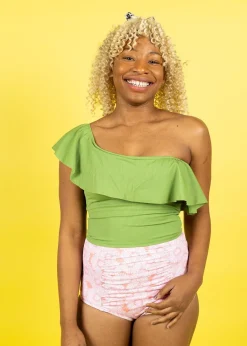 Kortni Jeane Ribbed Spring Green | Ruffled Around Top RibbedSpringGreen Hot