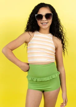 Kortni Jeane Ribbed Spring Green | Youth Mid-Ruffle Bottoms RibbedSpringGreen New