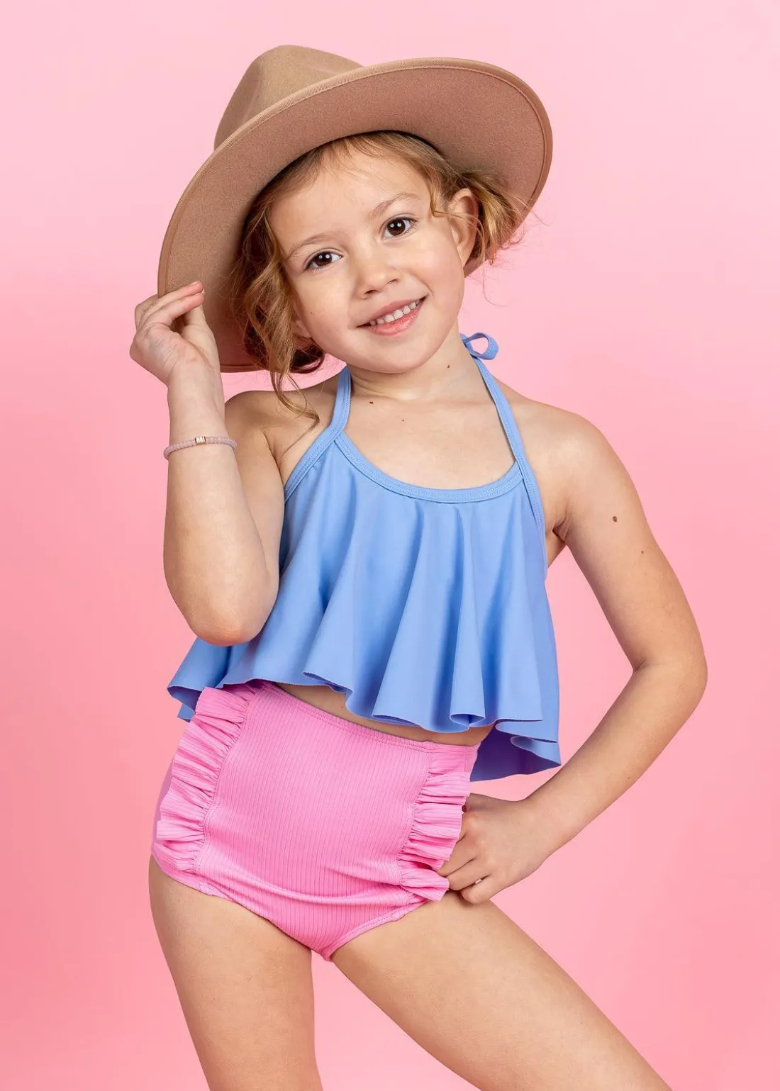 Kortni Jeane Ribbed Sweet Pink | Mini Down in Front Ruffle Bottoms RibbedSweetPink Discount