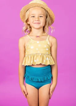 Kortni Jeane Ribbed Tide Pool Blue | Mini Mid-Ruffle Bottoms RibbedTidePoolBlue Outlet