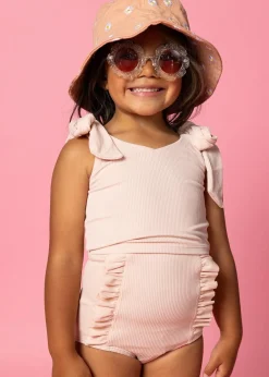 Kortni Jeane Ribbed Whipped Peach | Mini Down in Front Ruffle Bottoms RibbedWhippedPeach Best