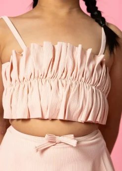 Kortni Jeane Ribbed Whipped Peach | Mini Oversized Ruffle Top RibbedWhippedPeach Fashion