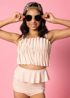 Kortni Jeane Ribbed Whipped Peach | Youth Peplum Bottoms RibbedWhippedPeach Outlet