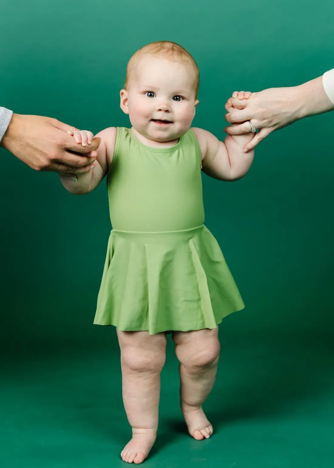 Kortni Jeane Sweet Pea Green | Baby Skirted One-Piece SweetPeaGreen Sale