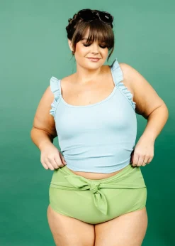 Kortni Jeane Sweet Pea Green | Tie-Up-Front Bottoms SweetPeaGreen Clearance