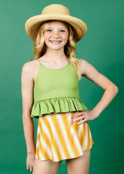 Kortni Jeane Sweet Pea Green | Youth Peplum Top SweetPeaGreen Hot