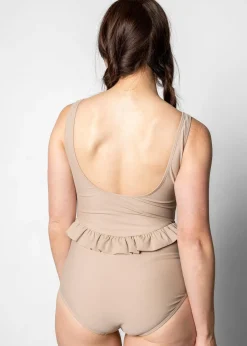 Kortni Jeane | Skirted One-Piece Taupe Clearance