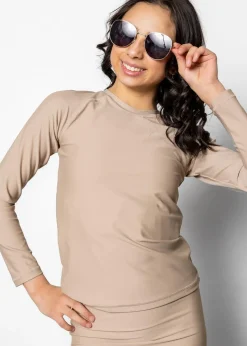 Kortni Jeane | Youth Rashguard Top (Unisex) Taupe Discount