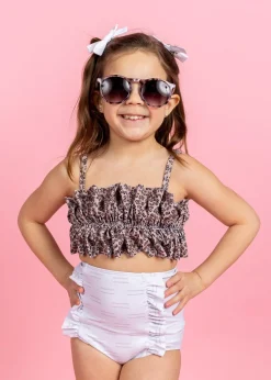 Kortni Jeane Taupe Dashes | Mini Down in Front Ruffle Bottoms TaupeDashes Clearance