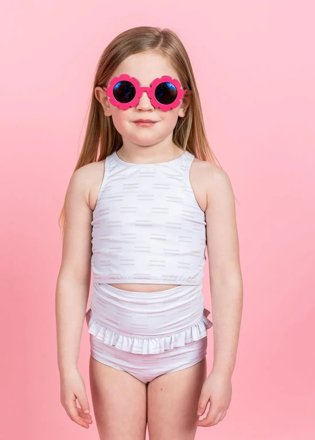 Kortni Jeane Taupe Dashes | Mini Mid-Ruffle Bottoms TaupeDashes Sale