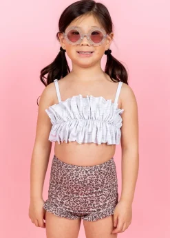 Kortni Jeane Taupe Dashes | Mini Oversized Ruffle Top TaupeDashes Outlet