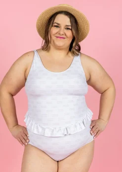 Kortni Jeane Taupe Dashes | Skirted One-Piece TaupeDashes Sale