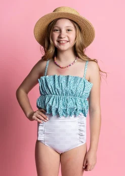 Kortni Jeane Taupe Dashes | Youth Down in Front Ruffle Bottoms TaupeDashes Outlet