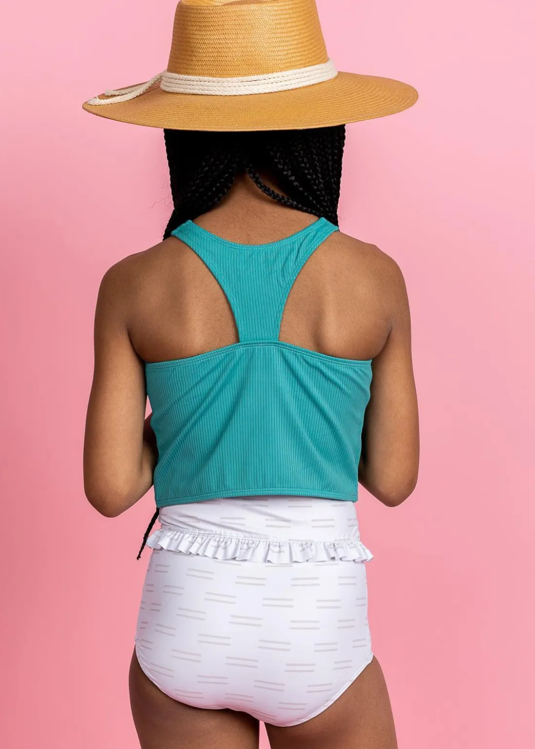 Kortni Jeane Taupe Dashes | Youth Mid-Ruffle Bottoms TaupeDashes Hot