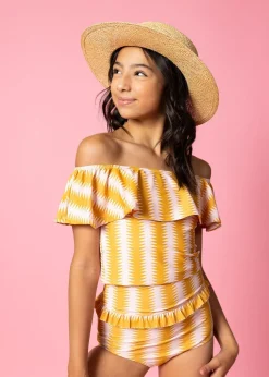 Kortni Jeane Vintage Triangles | Youth Mid-Ruffle Bottoms VintageTriangles Sale