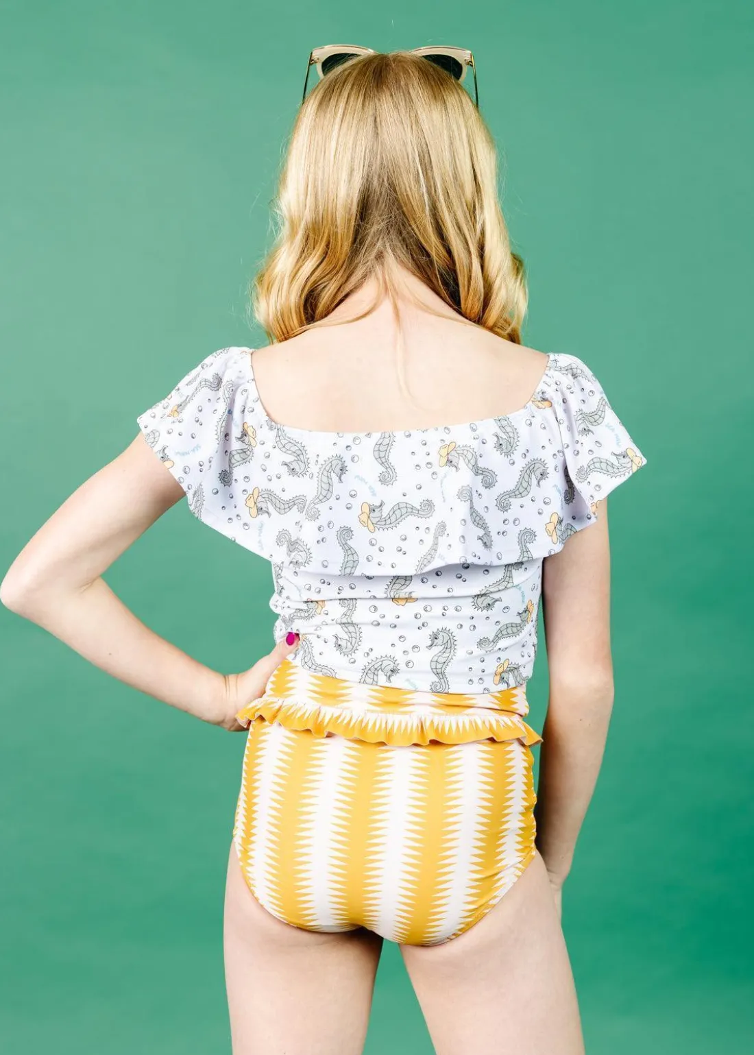 Kortni Jeane Vintage Triangles | Youth Mid-Ruffle Bottoms VintageTriangles Sale