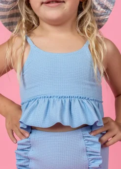 Kortni Jeane Waffled Barely Blue | Mini Peplum Top WaffledBarelyBlue Discount