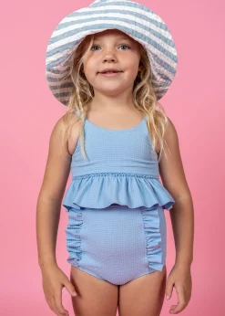 Kortni Jeane Waffled Barely Blue | Mini Peplum Top WaffledBarelyBlue Discount